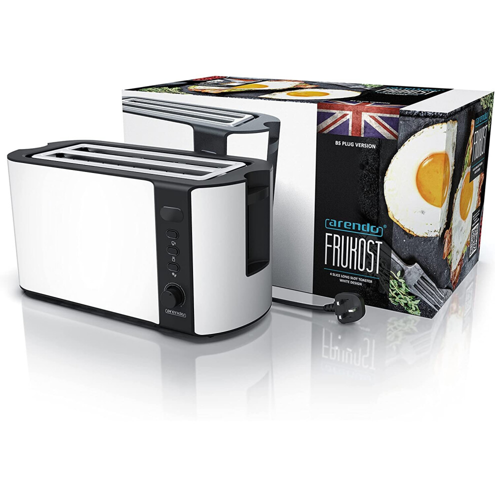 arendo---frukost-4-slice-long-slot-toaster---double-wall-housing---with-warming-rack---6-browning-settings---auto-bread