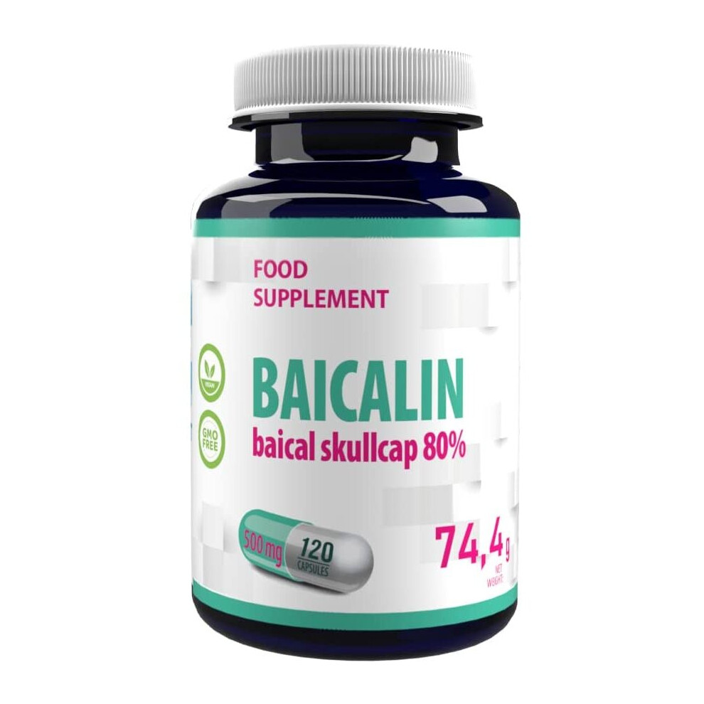 Baicalin (Scutellaria baicalensis) Chinese Skullcap 500mg 120 Vegan Capsules, Certificate of Analysis by AGROLAB Germany, High...