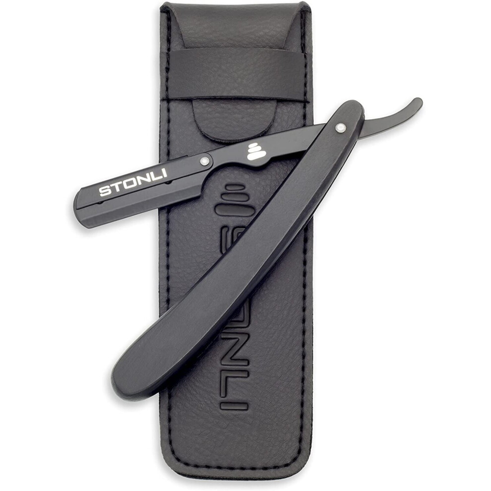 Stonli Black Cut Throat Razors - Straight Razor With Matte Wood Professional Barber Razor - Premium Quality Single Blade...