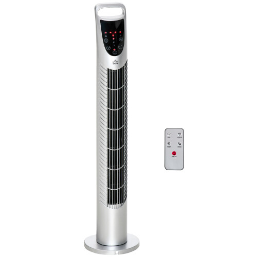 Homcom HOMCOM 78.5cm Oscillation Tower Fan with Remote Control 40W 3-Speed Wind Silver