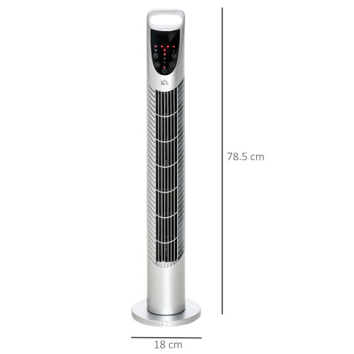 Homcom HOMCOM 78.5cm Oscillation Tower Fan with Remote Control 40W 3-Speed Wind Silver 1