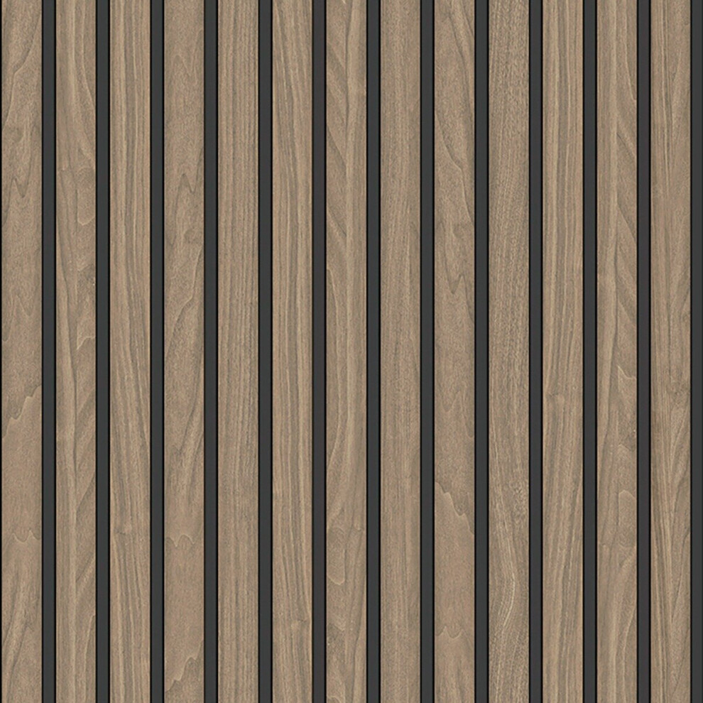 Wood Slat Vinyl Wallpaper Walnut Belgravia 2920