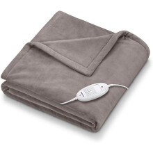 Beurer HD75UK Electric Throw - Grey | Breathable Heated Throw for Sofa and Bed | Ultra-Soft Fleece Fibres | 6 Temperature Settings | Automatic