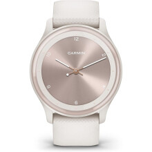 Garmin vívomove Sport Hybrid Smartwatch with Hidden Touchscreen Display, White Cream Silicone