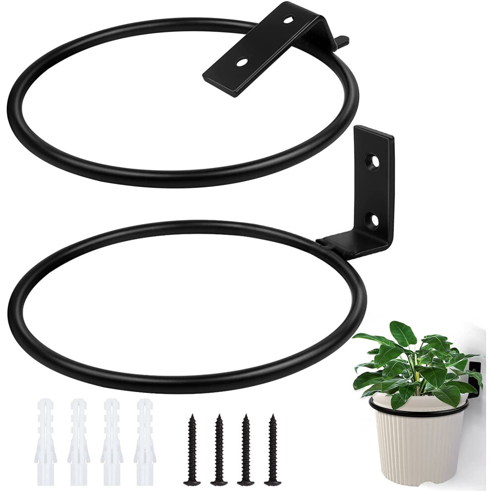 2Pcs Metal Ring Flower Pot 6 in/15cm Planter Pot Ring Wall Mounted Planters Brackets Flower Plant Pot Hangers Mounted Bracket...