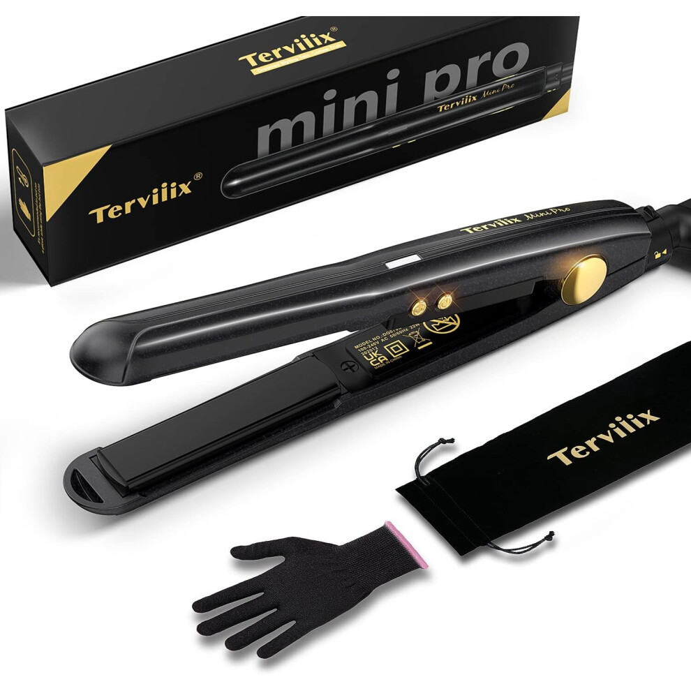 Terviiix Mini Hair Straighteners for Short Hair, Dual Voltage Ceramic Mini Straightener with Adjustable Temperature, Portable...