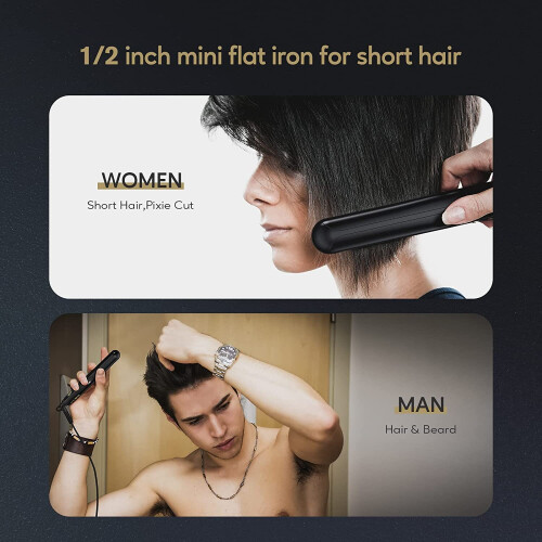 Terviiix Mini Hair Straighteners for Short Hair Dual Voltage Ceramic Mini Straightener with Adjustable Temperature Portable. on OnBuy