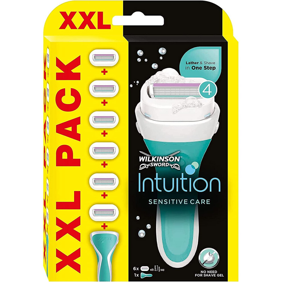 Wilkinson Sword Intuition Sensitive Women's Razor with 6 Blade Refills-image-OPC-P8YFFTF-NEW