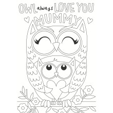 Mummy Owl Love You Colour-Me-In Mother's Day Greeting Card With Stickers