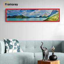 (Red, 22x8 Inch) Panoramic Size Thin Matt Red Picture Frame Wall Art Frames Flat Wooden Effect Poster Frame