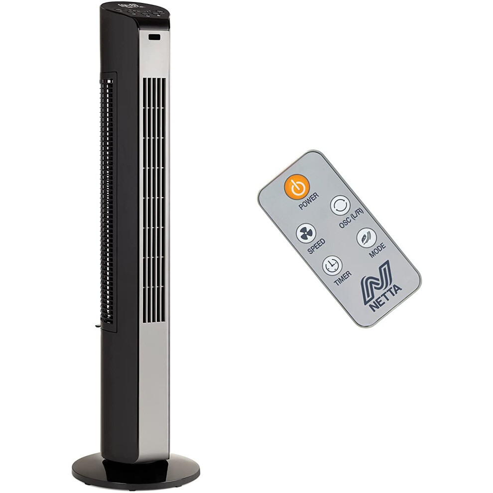 NETTA Tower Fan, 32 Inch Oscillating with Remote Control, 3 Speed Settings With 7 Hours Timer, Bladeless Floor Fan for Bedroom...
