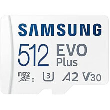 Samsung Evo Plus microSD SDXC U3 Class 10 A2 Memory Card 130MB/S w/Adapter 2021 (512GB)