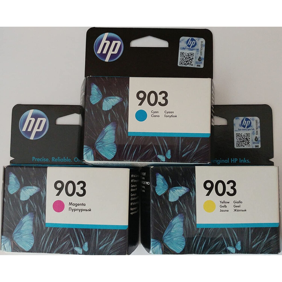 Hp 903 Cyan Magenta & Yellow Original Ink Cartridge For Officejet 6950, Officejet Pro 6960 6970 Blue,Pink,Yellow