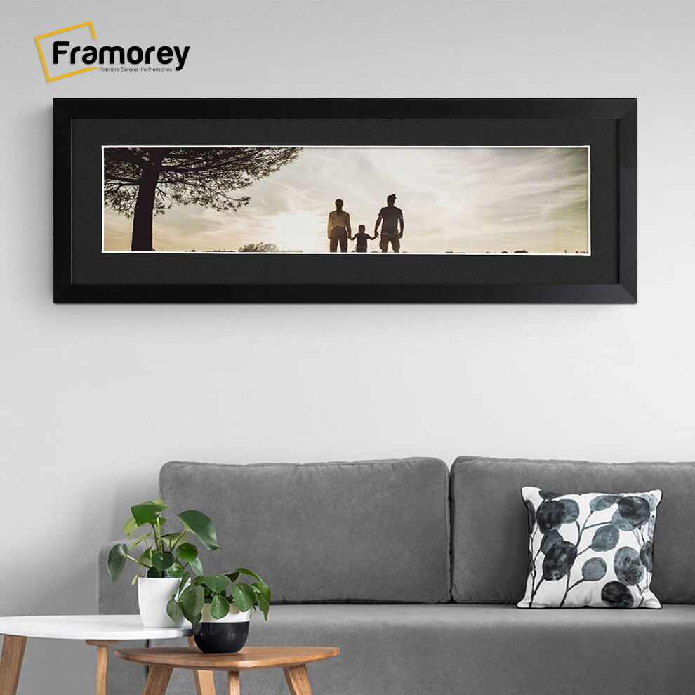 (Matt Black With Black Mount, 100x50CM Pic (110x60CM Frame)) Panoramic Size Matt Black Picture Frame Photo Frames With Multicolored Mounts Wall Hanging Frame