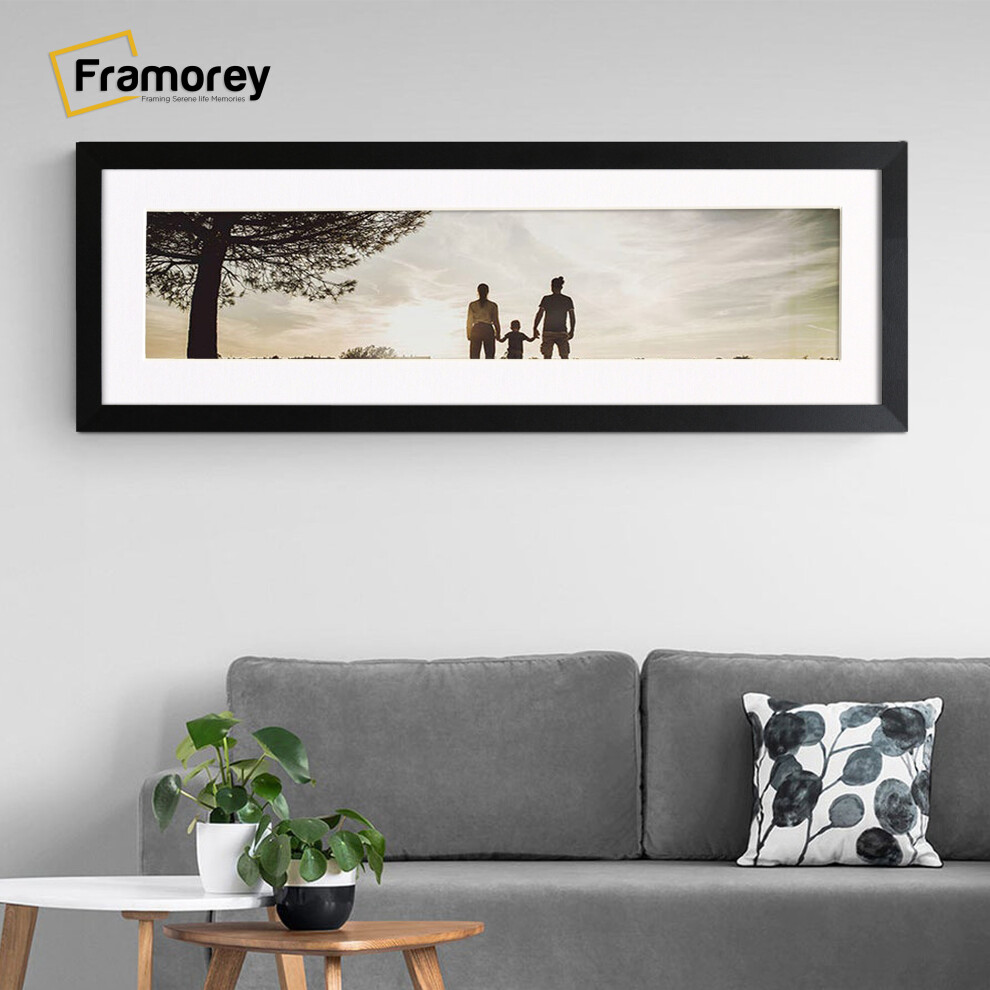 (Matt Black With White Mount, 12x9" Pic (16x13" Frame)) Panoramic Size Matt Black Picture Frame Photo Frames With Multicolored Mounts Wall Hanging Frame