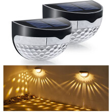 2 Pcs Solar Fence Post Lights, Wall Mount Decorative Solar Deck Lighting, Outdoor Waterproof Warm Color Step Lights for Patio,...