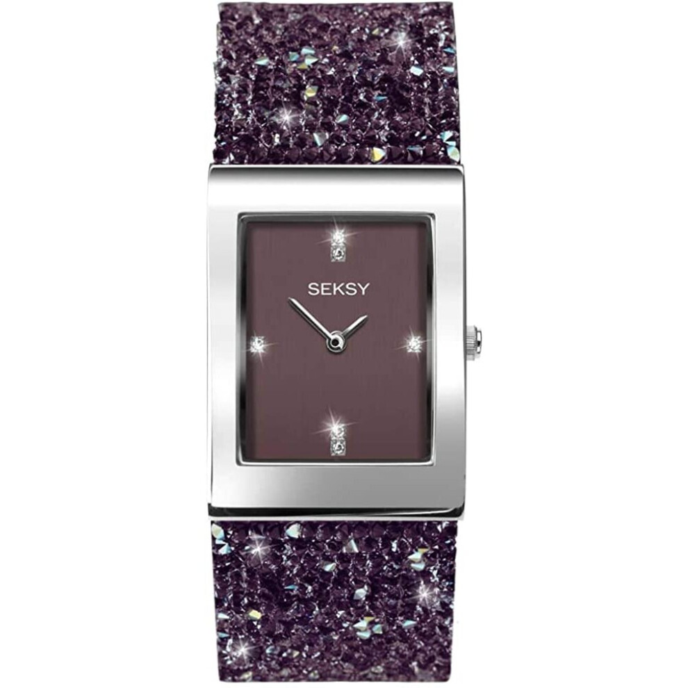Sekonda Seksy Rocks Ladies Analogue Watch with Purple Crystal Set Leather Strap 2857