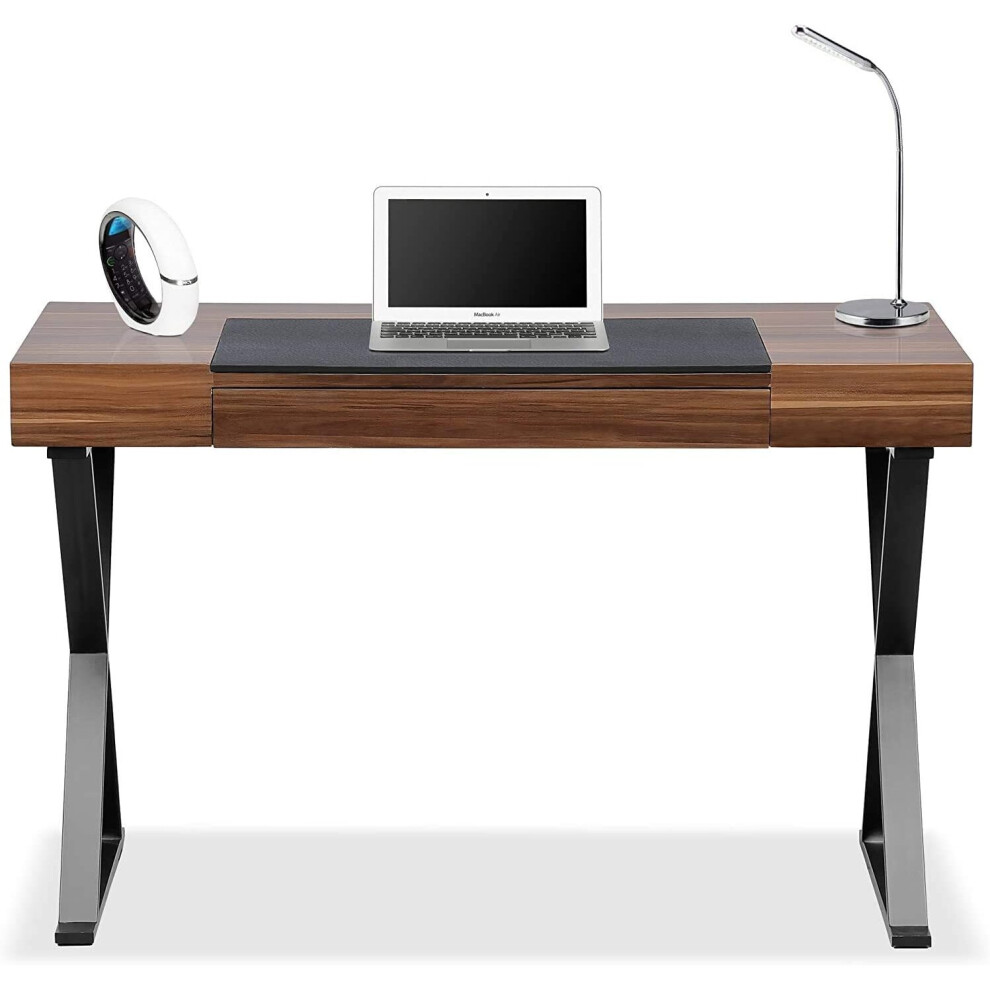 Homeology ADONIS Walnut with Matte Black Legs Ergonomic Home Office Luxury Desk