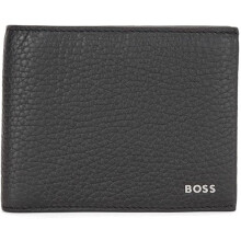BOSS Mens Crosstown Trifold Trifold wallet in grained Italian leather with coin pocket