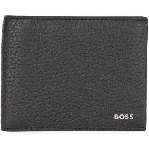 BOSS Mens Crosstown Trifold Trifold wallet in grained Italian leather with coin pocket
