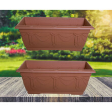 2 Terracotta Venetian Patio Trough Pot Large Plastic Planter Pot 60cm