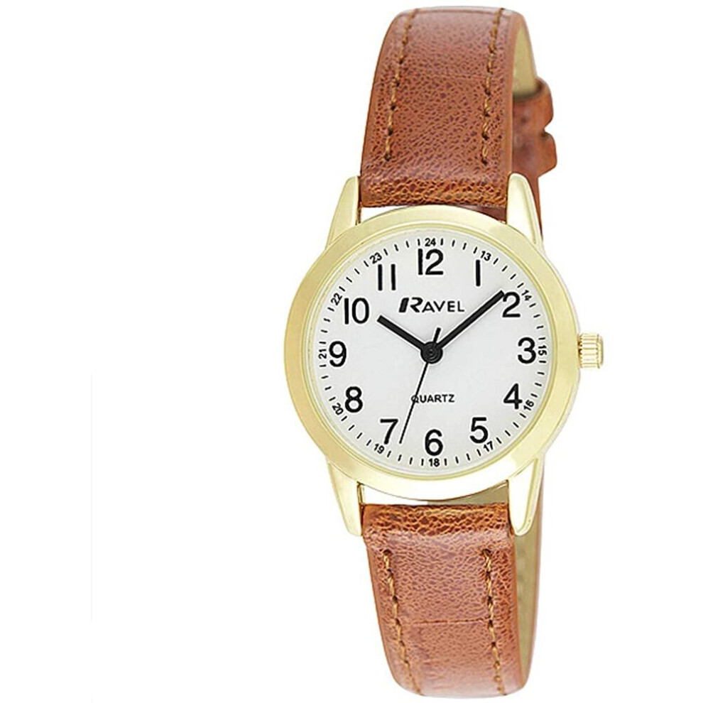 Ravel Ladies Classic White Dial Watch with Brown Strap R0132.25.2