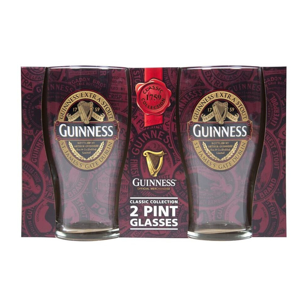 Guinness Red Collection Pint Glasses, 20 ounce, Set of 2