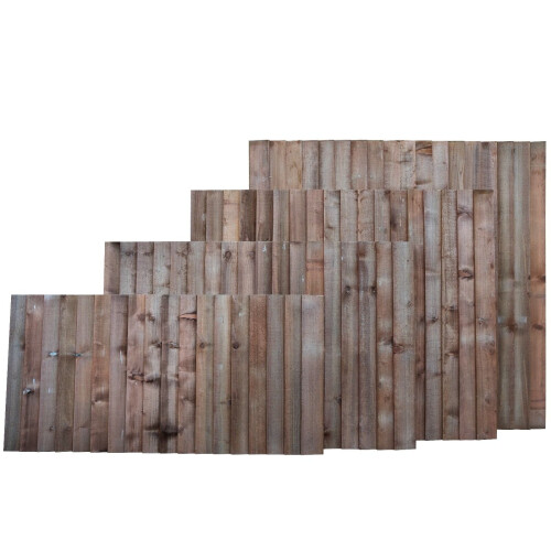 (Height 2ft (60cm) x Width 6ft (1828mm), Without Capping) Closeboard / Feather Edge Fence Panel Brown