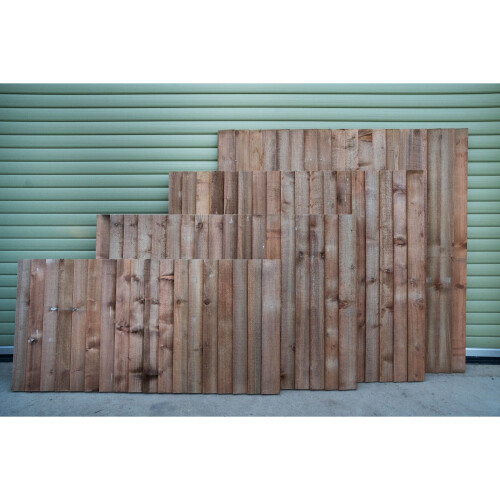 (Height 2ft (60cm) x Width 6ft (1828mm), Without Capping) Closeboard / Feather Edge Fence Panel Brown 1