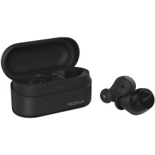 Nokia BH-405 Power Earbuds Lite True Wireless Headphones, 35Hr Playtime, IPX7 Waterproof, Bluetooth Compatible, Compact Wireless Charging Case, Black