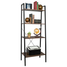 (Walnut) 4 Tier Ladder Shelves Display Cabinet Bookshelf Unit Home Living Room Furniture