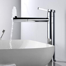Ibergrif M11299 High Basin Tap, 360Rotatable Bathroom Sink Mixer Faucet, High Spout 229MM Mixer Tap with 50CM Hot&Cold Flex Hoses for Washbasin