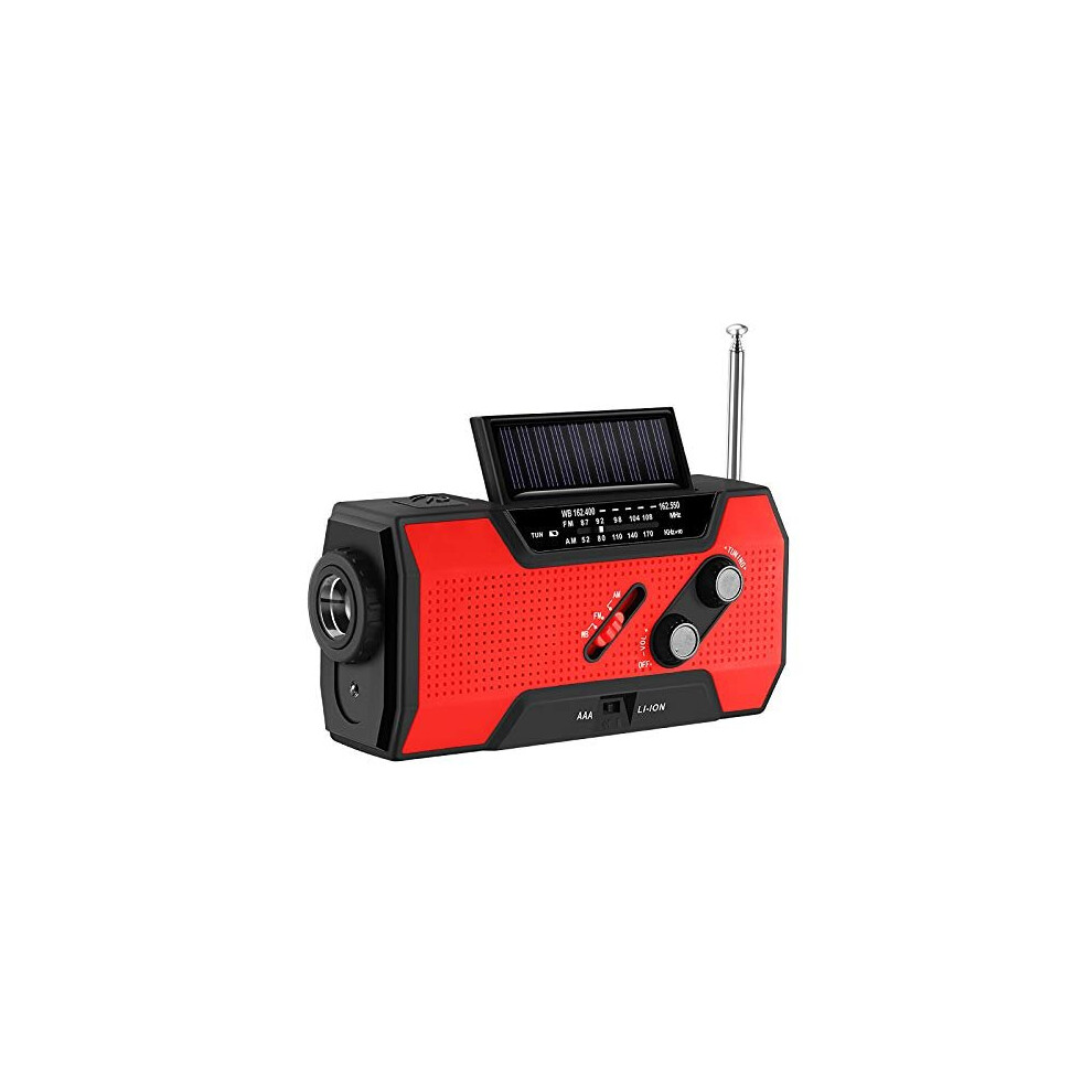 Emergency Hand Crank Radio, FORNORM Solar Radio 2000mAh Power Bank Wind Up Radios with Phone Charger and 4 LED Reading Lamp, AM/FM/7 NOAA, 4 Powe