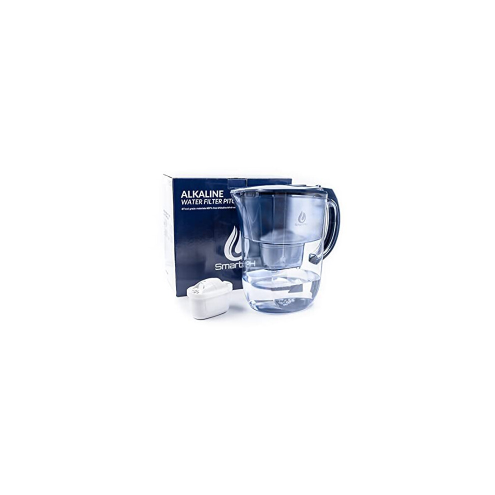 SmartPH Alkaline Water Purifier Filter Jug - 3.8L, Midnight Blue, BPA Free, Includes 2 BRITA Compatible Filter Cartridges | Fast Filtering 2021 M