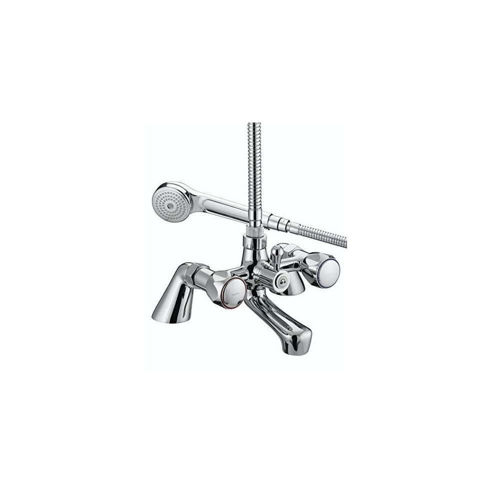 Bristan VAC PBSM C MT Club Pillar Bath Shower Mixer with Metal Heads - Chrome Plated