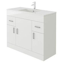 VeeBath Sphinx High Gloss White Free Standing Basin Vanity Cabinet Unit & Rectangular Sink - 1000mm