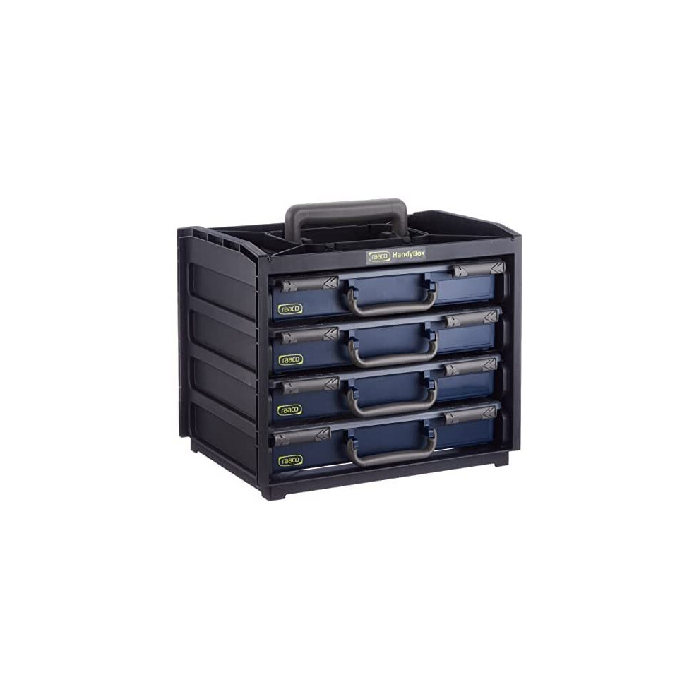 Raaco 136242 Portable Handy Box + 4 A4 Assorters, Black/Blue 772040467715