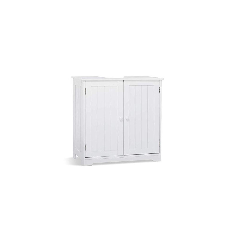 Meerveil Under Sink Cabinet,Bathroom Floor Cabinet with 2 Doors and 2 Shelves Wooden Space Saving Free Standing 60 x 30 x 60 cm White