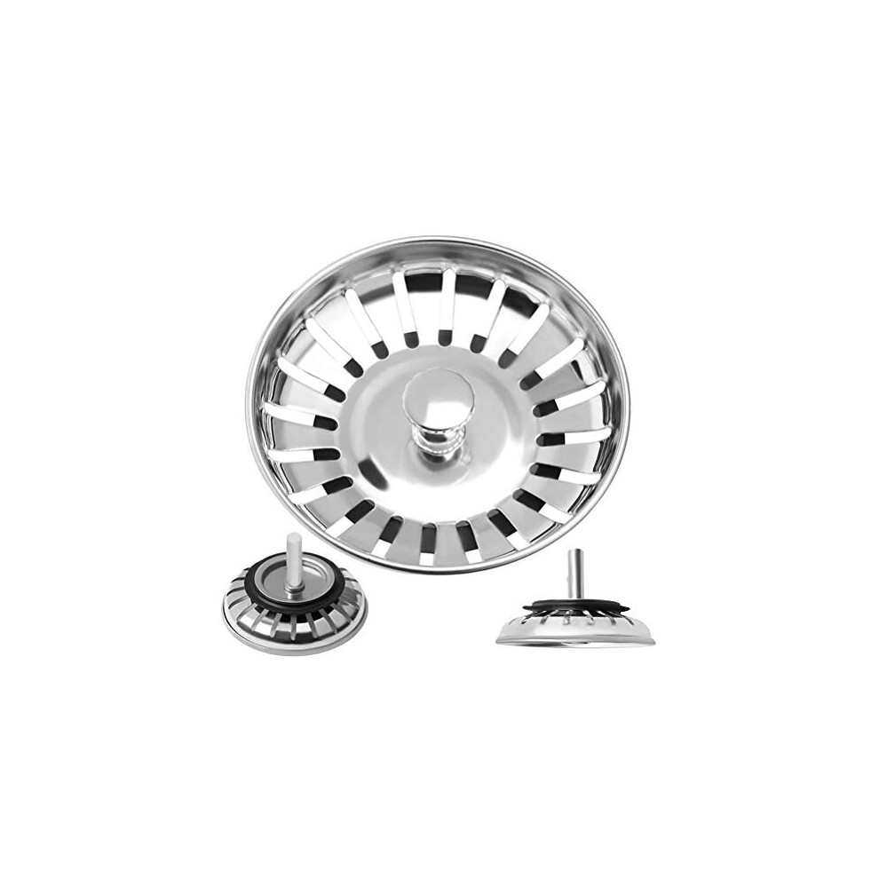 Invero Kitchen Sink Strainer Stainless Steel Sink Drainer Waste Plug - Diameter 83mm - Fits Most Sinks