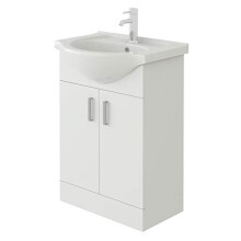 VeeBath Linx Bathroom Vanity Basin Sink Cabinet Unit White Soft Close Door Hinges Storage Furniture Rectangular - 550mm