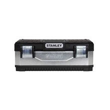 STANLEY Galvanised Toolbox with Heavy Duty Metal Latch, Portable Tote Tray for Tools and Small Parts, 23 Inch, 1-95-619