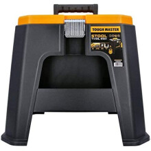 TOUGH MASTER DIY PortableBlack & Yellow Tool Storage Strong Plastic Step Stool Toolbox with Removable Tray & Compartment Organiser For Home Impro