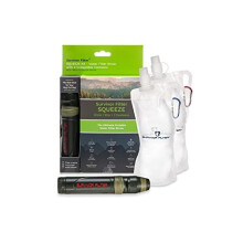 SURVIVOR FILTER Squeeze Kit - Virus Tested Reusable/Cleanable Water Filter with 2 Collapsible (1 Liter Each) Canteens