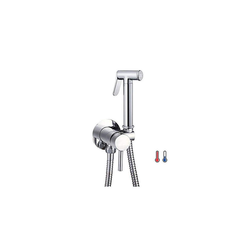 Kibath 1151414 Toilet Mixer Tap With Hand-Held Shower Intimate Hygiene For Bidet Replacement, Single-Lever Cold And Hot Water 8436550451429