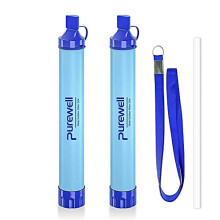 Purewell Outdoor Water Filter Personal Water Filtration Straw Emergency Survival Gear Water Purifier for Camping Hiking Climbing Backpacking