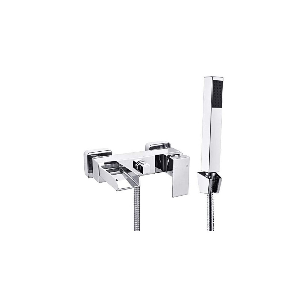 [Wall Mounted] Hapilife Chrome Bath Filler Waterfall Mixer Tap Bathroom Handheld Shower Head (Dt10f) 700443073042