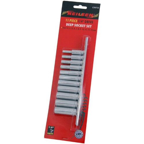 Neilsen 11 Piece 1/4" Drive Deep Socket Set on Holder 2