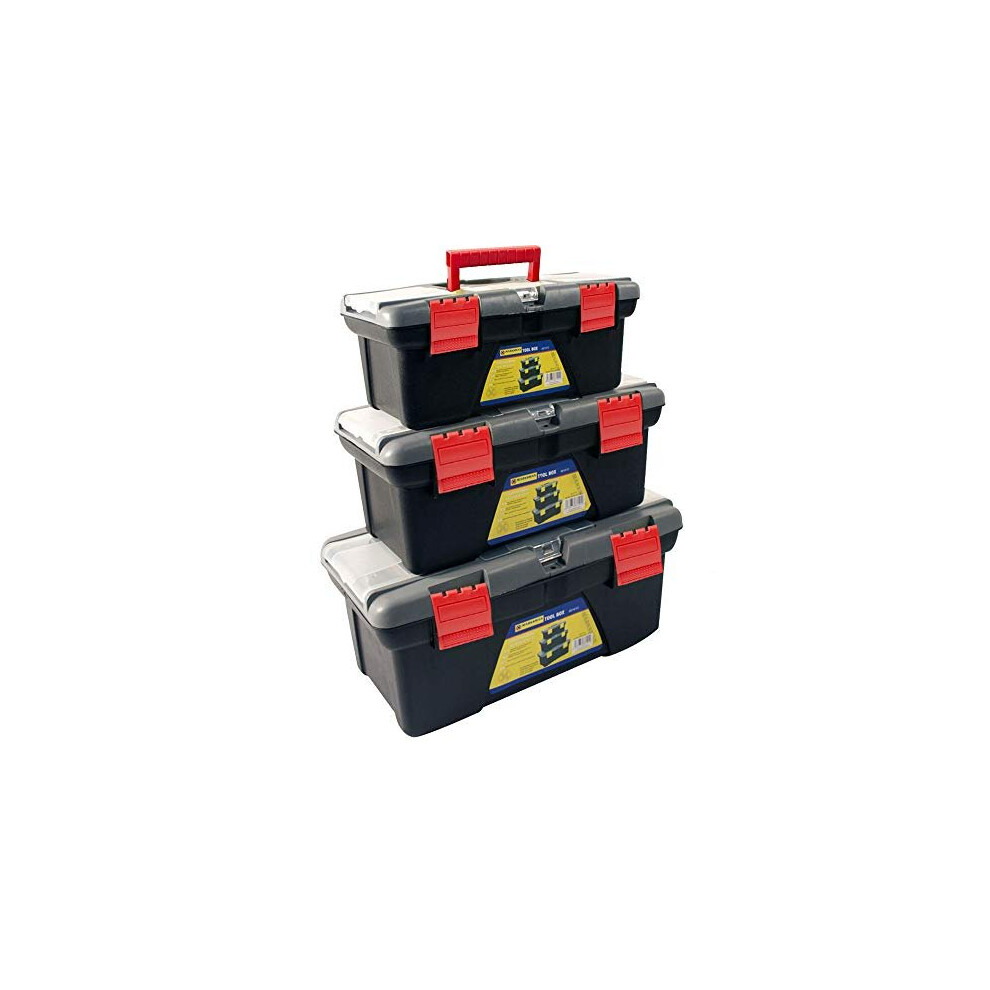 Bargains-Galore 3Pc Plastic Tool Box Chest Set Handle Tray & Compartment Diy Storage Toolbox Bag 8465164444558