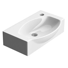 Durovin Bathrooms Compact Ceramic Sink - Wall Hung Mount - D Shape Cloakroom Hand Washing Basin - One Right Corner Tap Hole