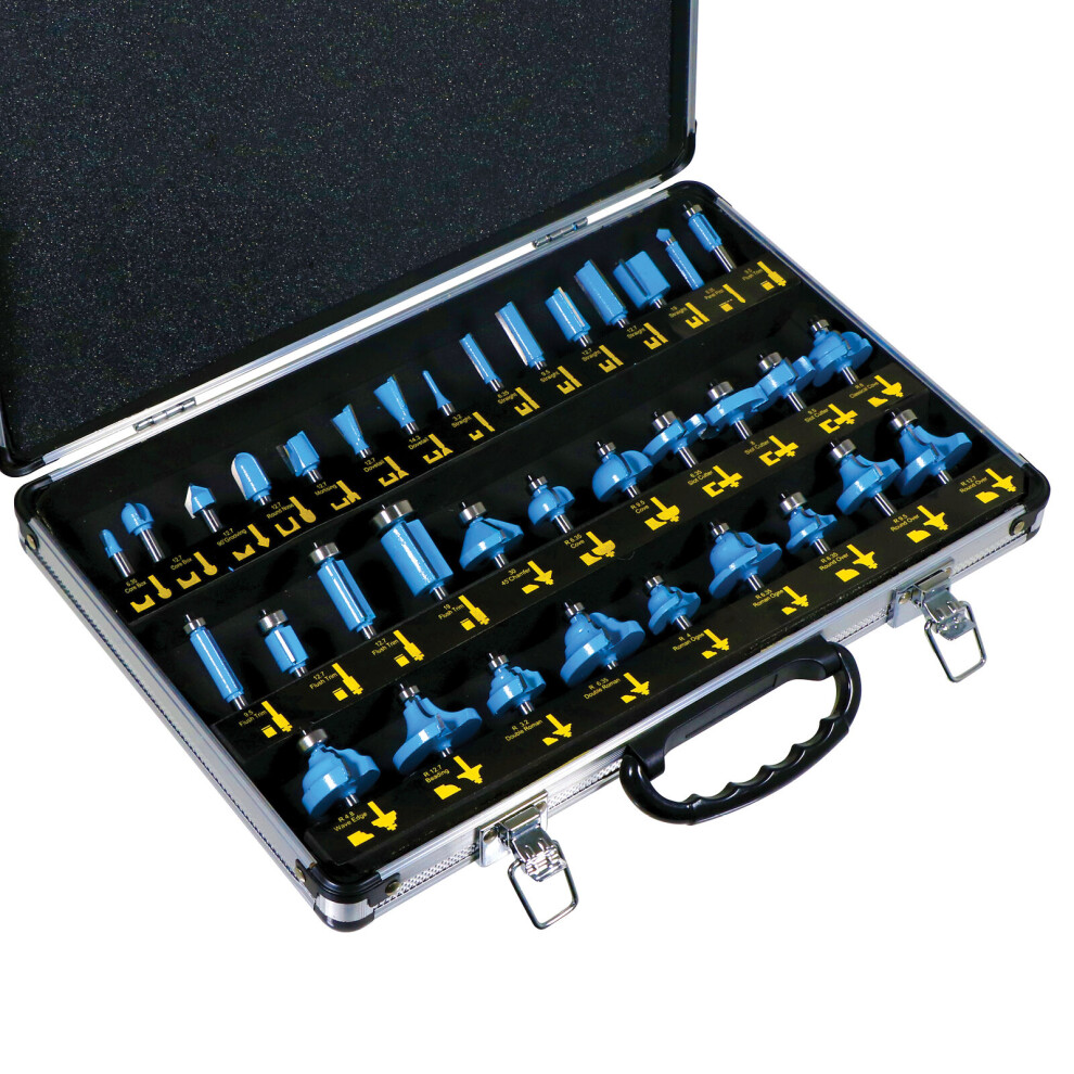 Tungsten Carbide Tipped Router Bit Set (35 Pieces, 6.35mm 1/4'' Shank + Alloy Case)